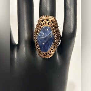 Barse Sodalite & Brass Ring            Size 8